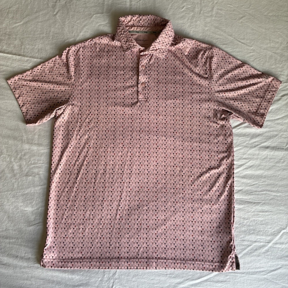 Walter Hagen 11 Majors Polo Shirt Mens‎ M Pink Geometric Golf Balls Performance